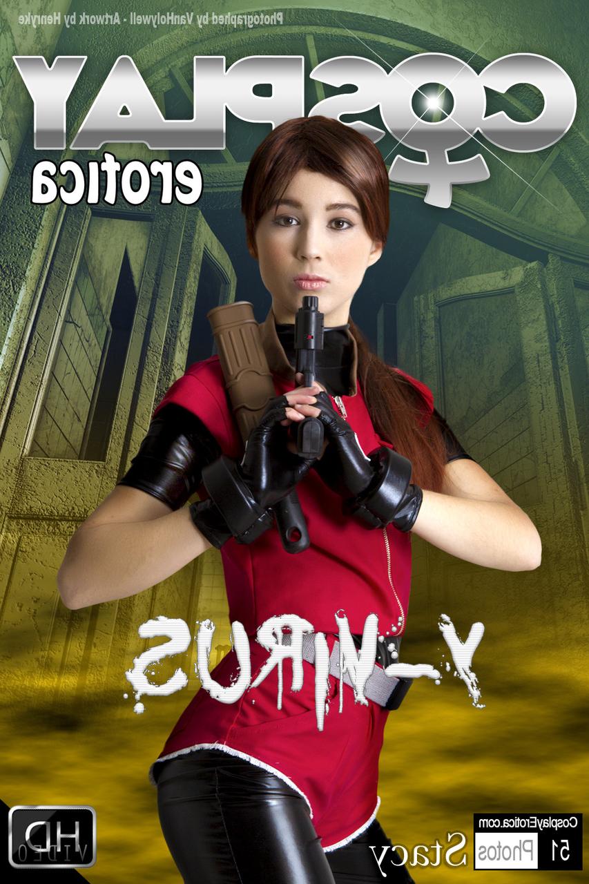 12P Cosplayer holds her bare ass after wielding a pistol in fingerless gloves
