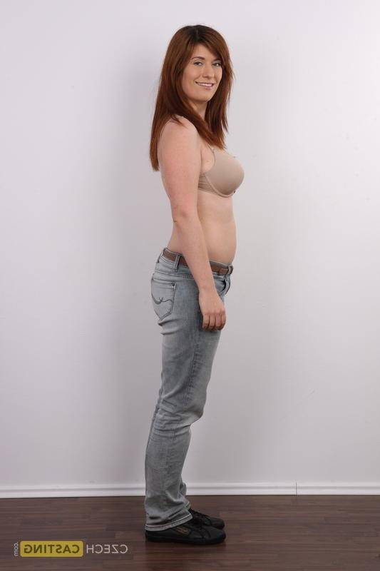 20P Chubby redhead Martina strips naked before a close-up of her muff