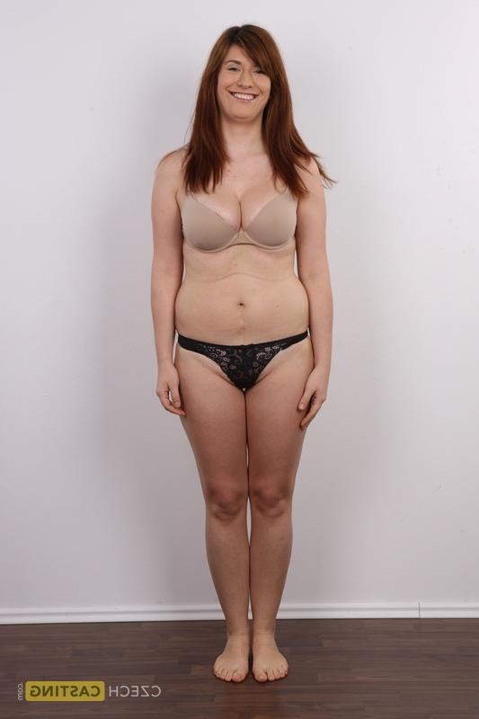 20P Chubby redhead Martina strips naked before a close-up of her muff