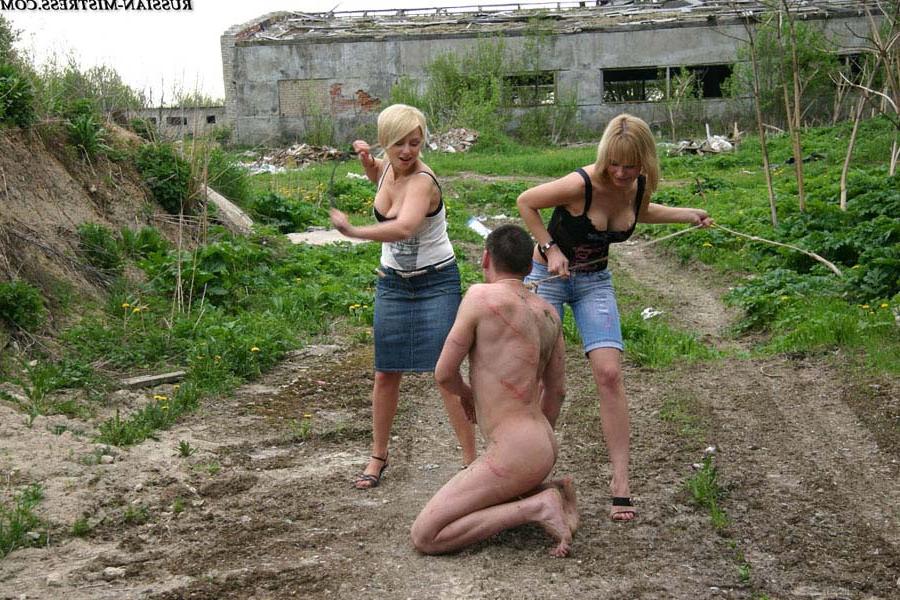 16P Cruel blondes trample a naked boy before smacking him across his face