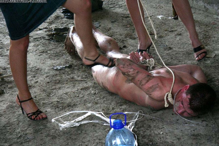 16P Cruel blondes trample a naked boy before smacking him across his face
