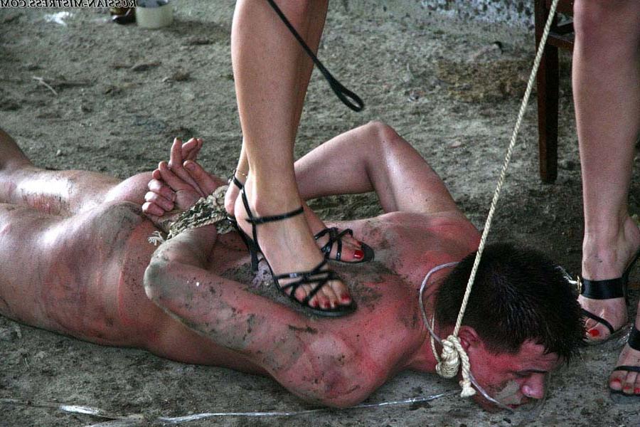 16P Cruel blondes trample a naked boy before smacking him across his face