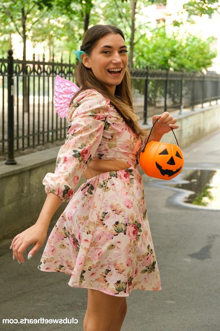 20P Playful teens getting involved in a kinky Halloween lesbian orgy