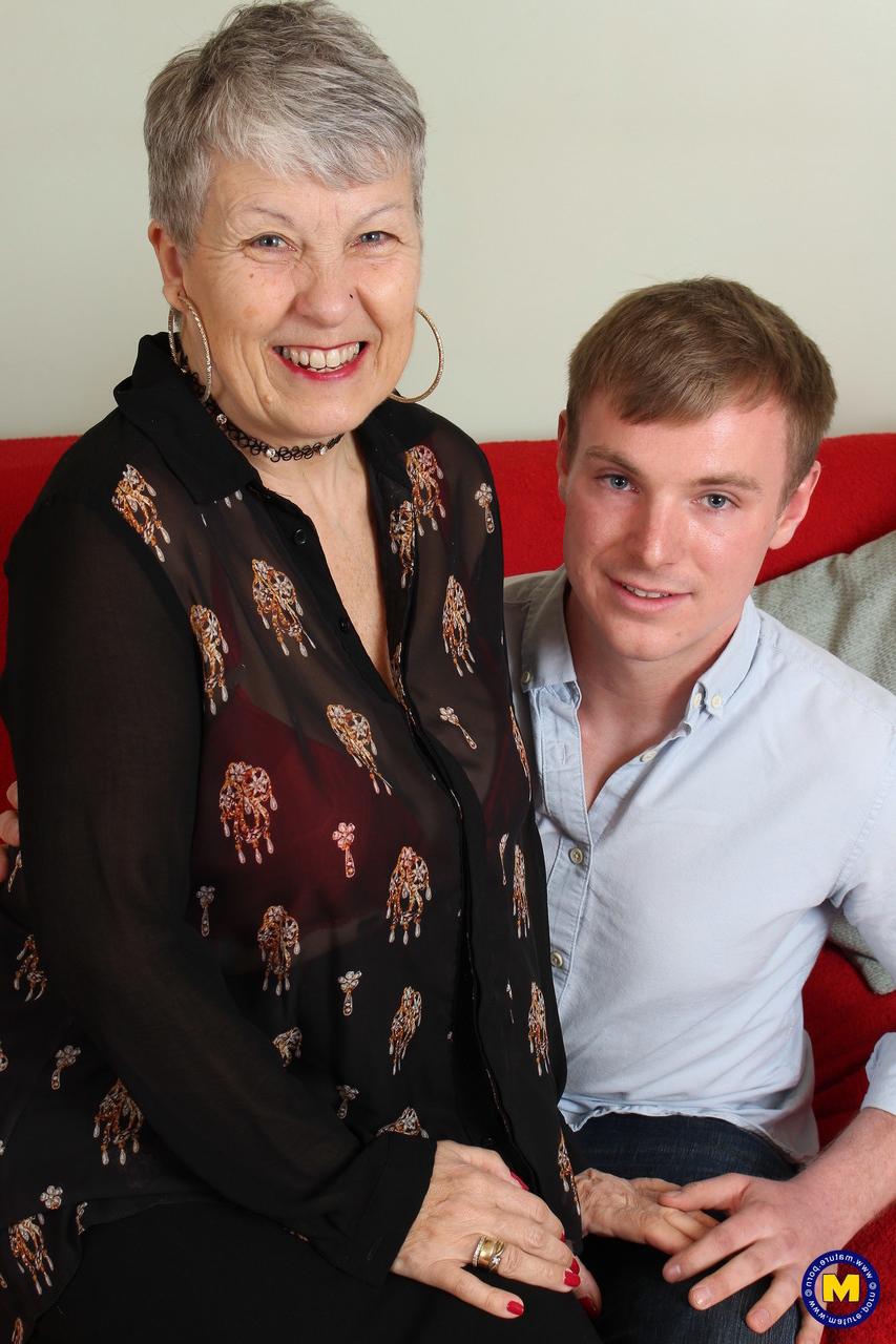 20P Short-haired granny Savana blows a teen dick & gets her big tits worshiped