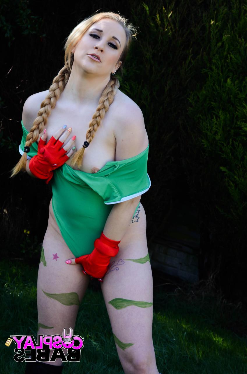 17P Anna Darling cosplays a Street Fighter character while showing her small tits