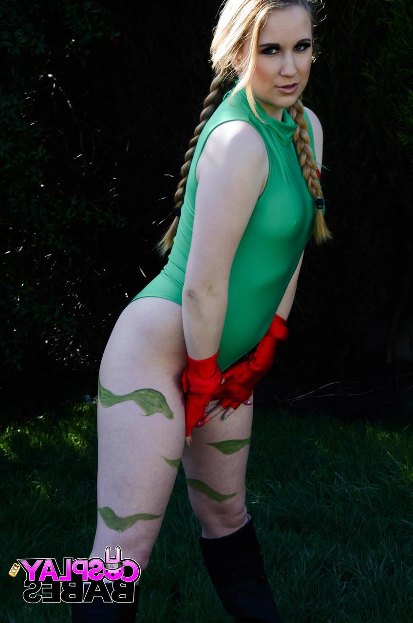 17P Anna Darling cosplays a Street Fighter character while showing her small tits