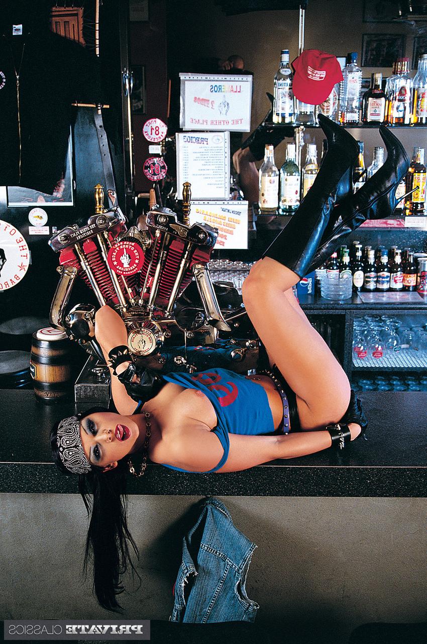 16P Biker chick with red lips sucks the jizz from a cock after sex on pool table