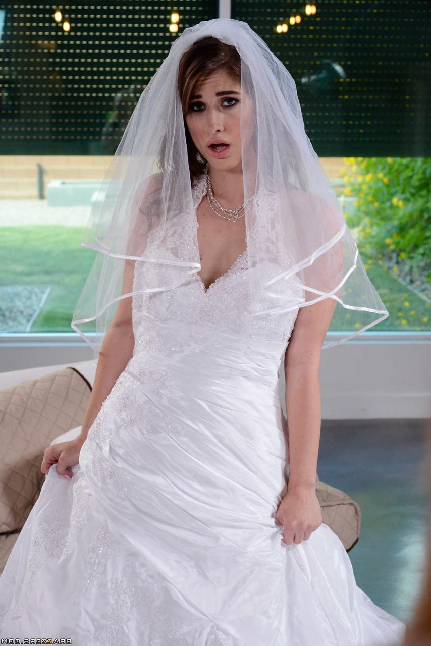 20P Brunette bride with tiny tits Karina White takes fat shaft from throat to twat