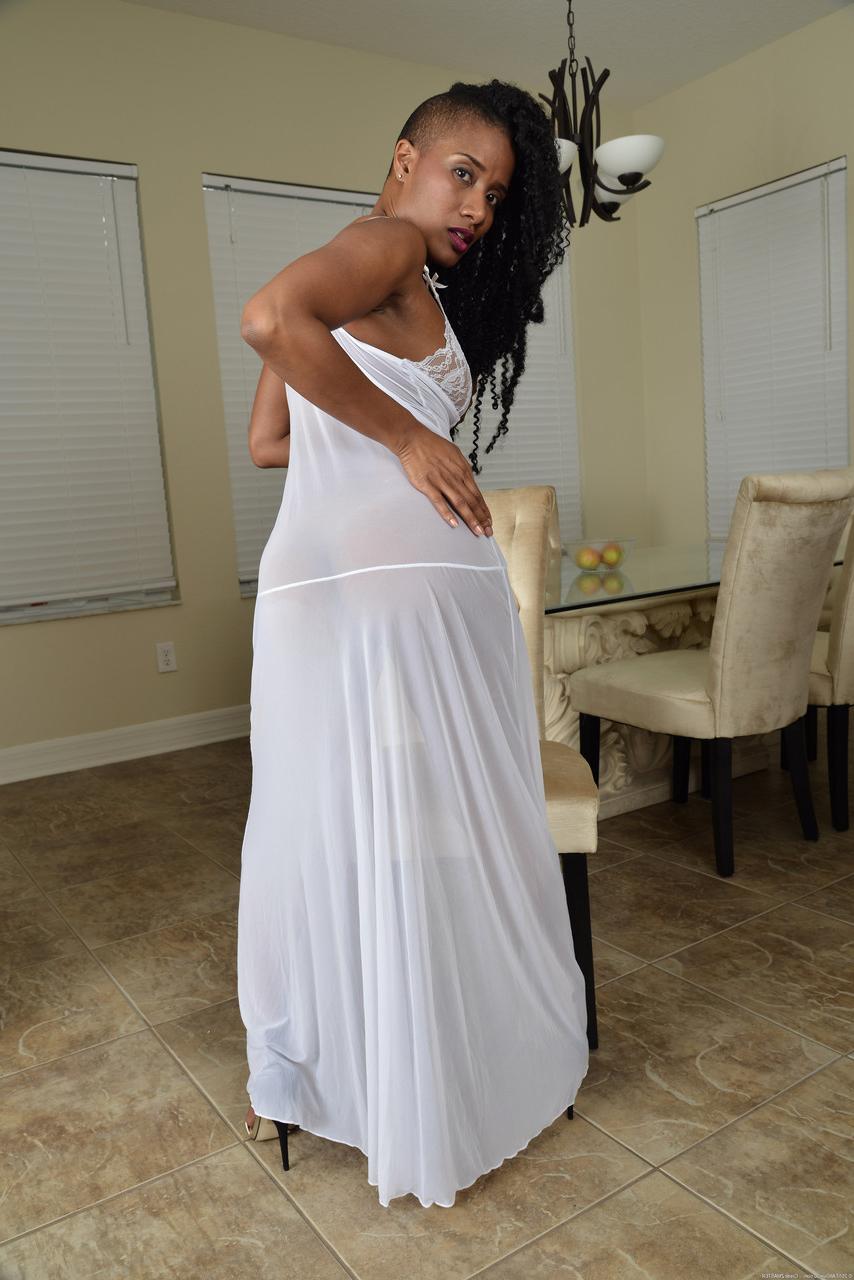 20P Gorgeous ebony babe JetSet Jasmine strips naked & spreads her shaved pussy