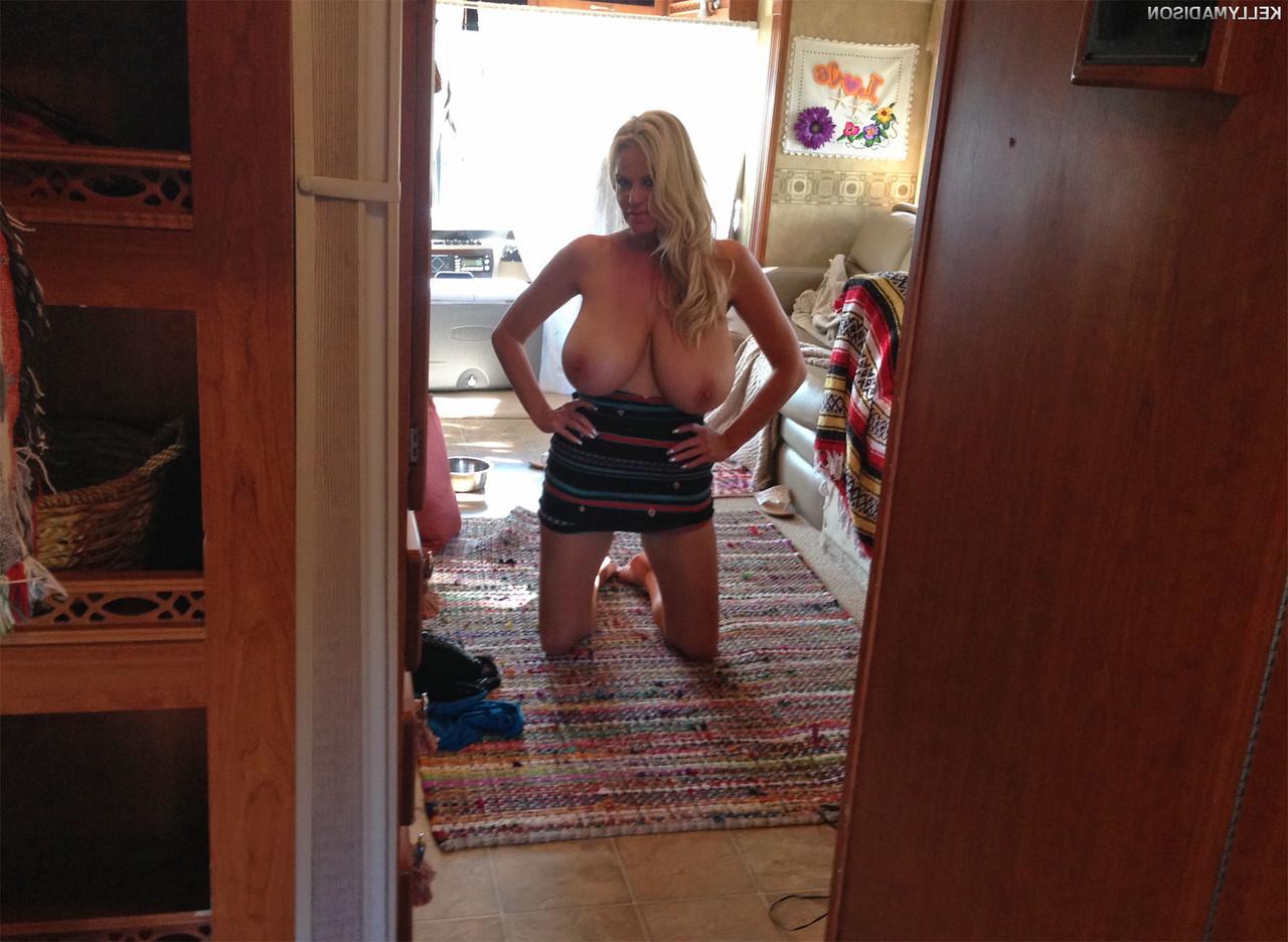 16P Hot big titted MILF Kelly Madison masturbates and plays with a cock in an RV
