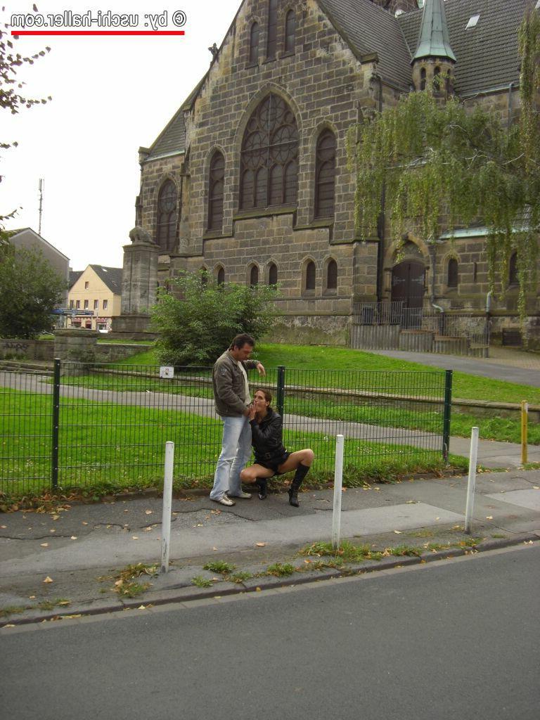 16P German couple Berichte and Danny have sex on a footpath over a roadway