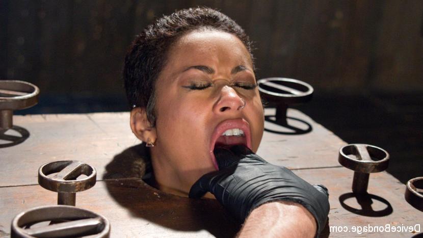 15P Restrained black girl is flogged and masturbated in a dungeon