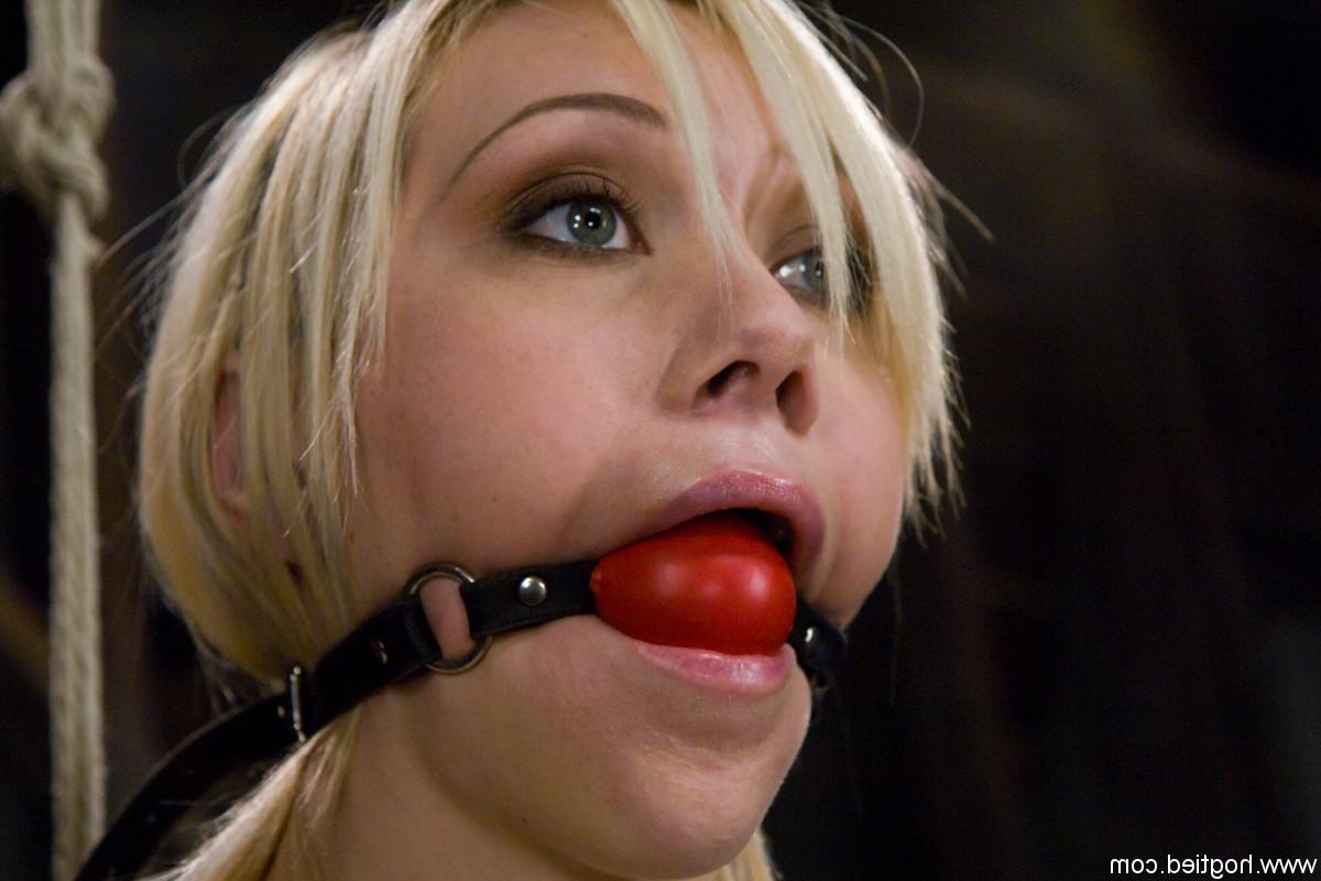 20P Cute blonde MILF Samantha Sin getting bound and ball-gagged by her master