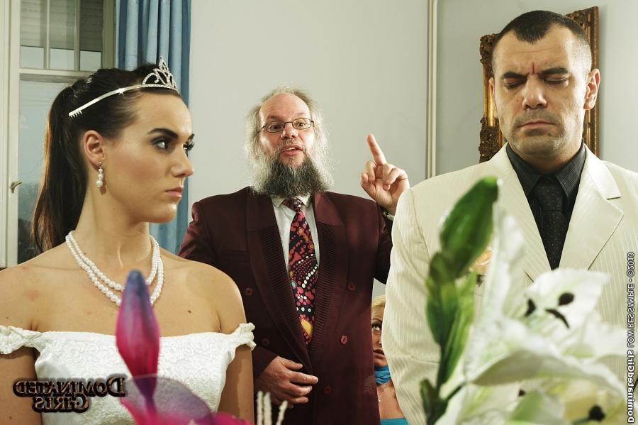 16P Dark haired babe Wild Devil enjoys BDSM action in her wedding dress