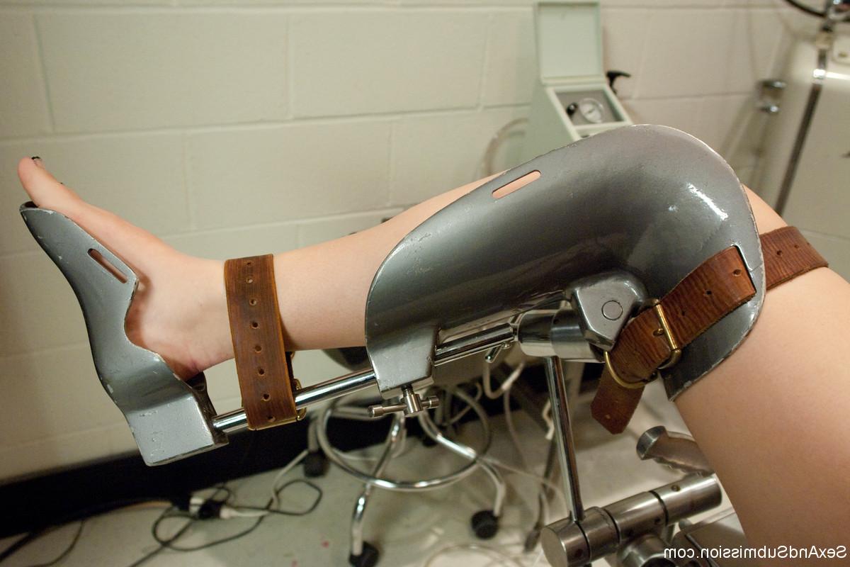 16P Busty Sierra Skye strapped to doctor's exam table for nipple pumping & fucking