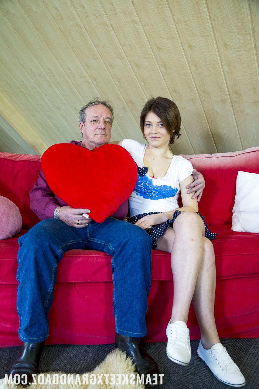 20P Brunette teen with big tits Veronica Morre gives fellatio & fucks an older man