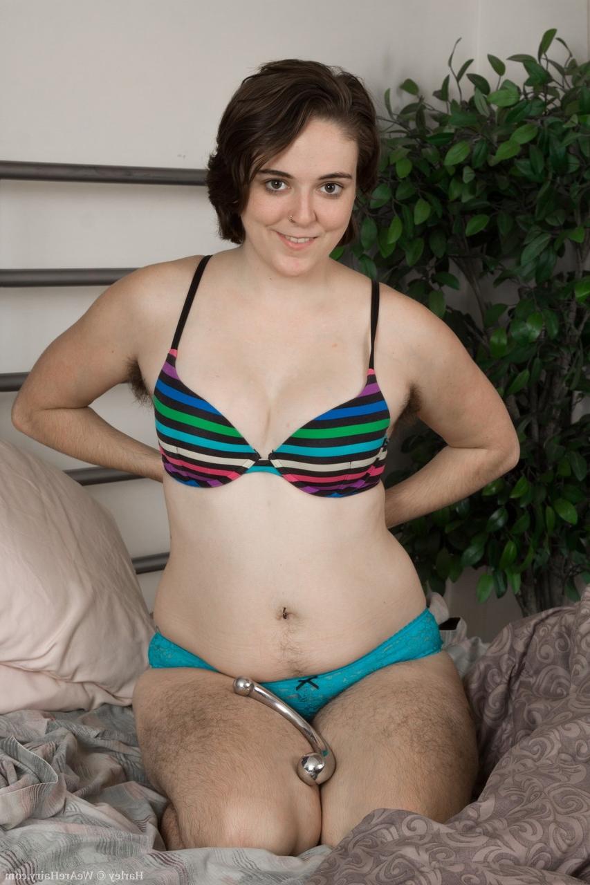 17P Charming short haired sweetie Harley with hairy armpits toys very hairy muff