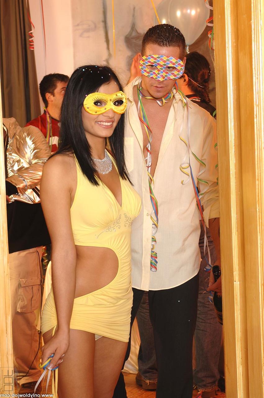 20P European babe with a mask Lucy Belle gives head after showing her natural tits