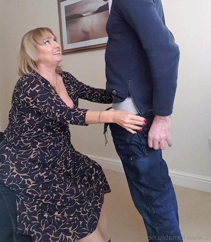 13P Chubby Lorna Blu displays her big tits & bald cunt in front of her wanking man
