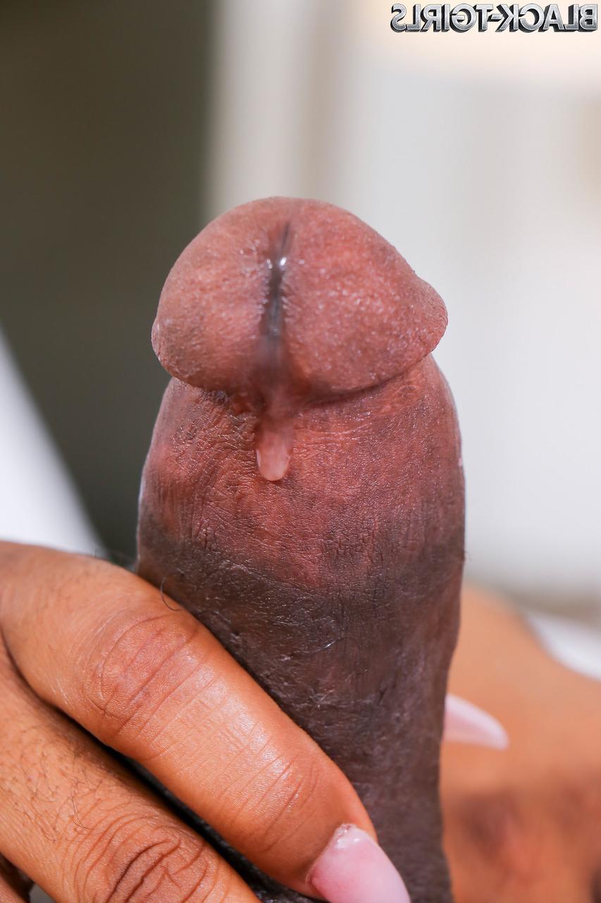 16P La transsexuelle ébène potelée Kendra ReNay exhibe son gros cul et sa bite dure.