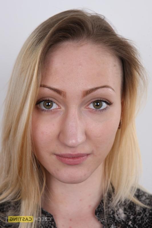 20P Blonde first timer Christyna gets totally naked before a vaginal close up