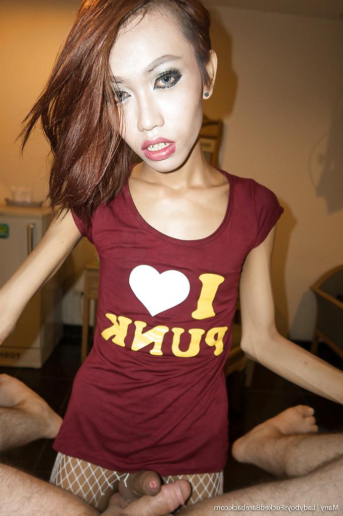 16P Petite redheaded Asian ladyboy Many taking cumshot in mouth after BB sex