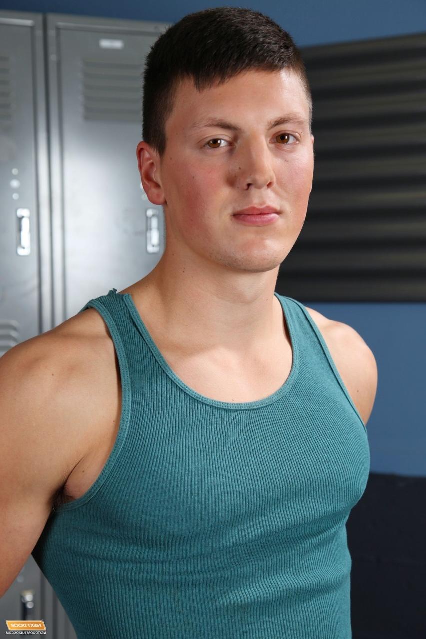 20P Shy jock Troy Clark strips and shows his sexy tattooed body and a hard dick