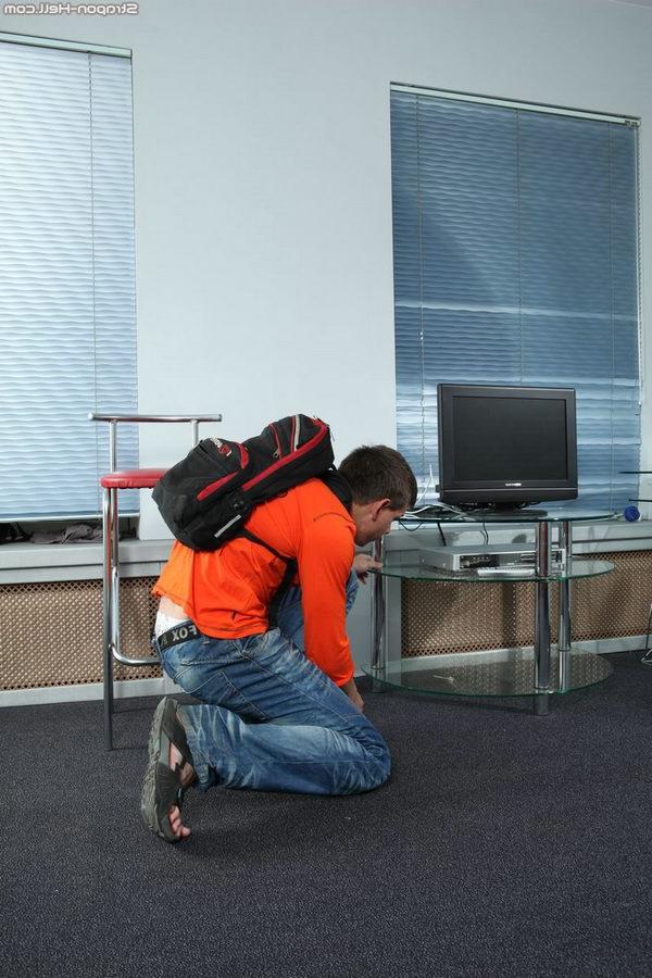 16P Cruel students bend over a fellow classmate for strapon pegging