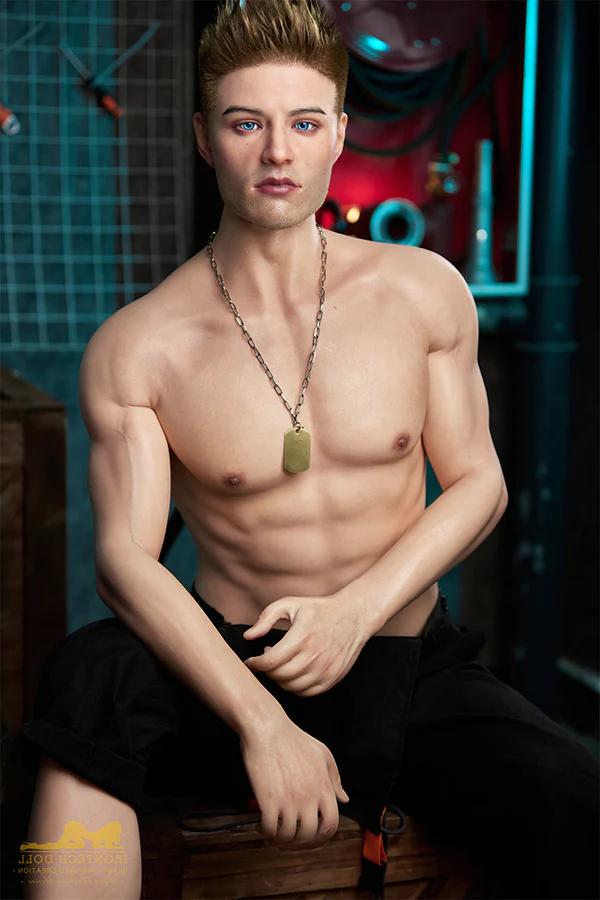 20P Super sexy männliche Silikon-Sexpuppe zieht sich aus und zeigt seinen Sixpack und seinen kleinen Schwanz