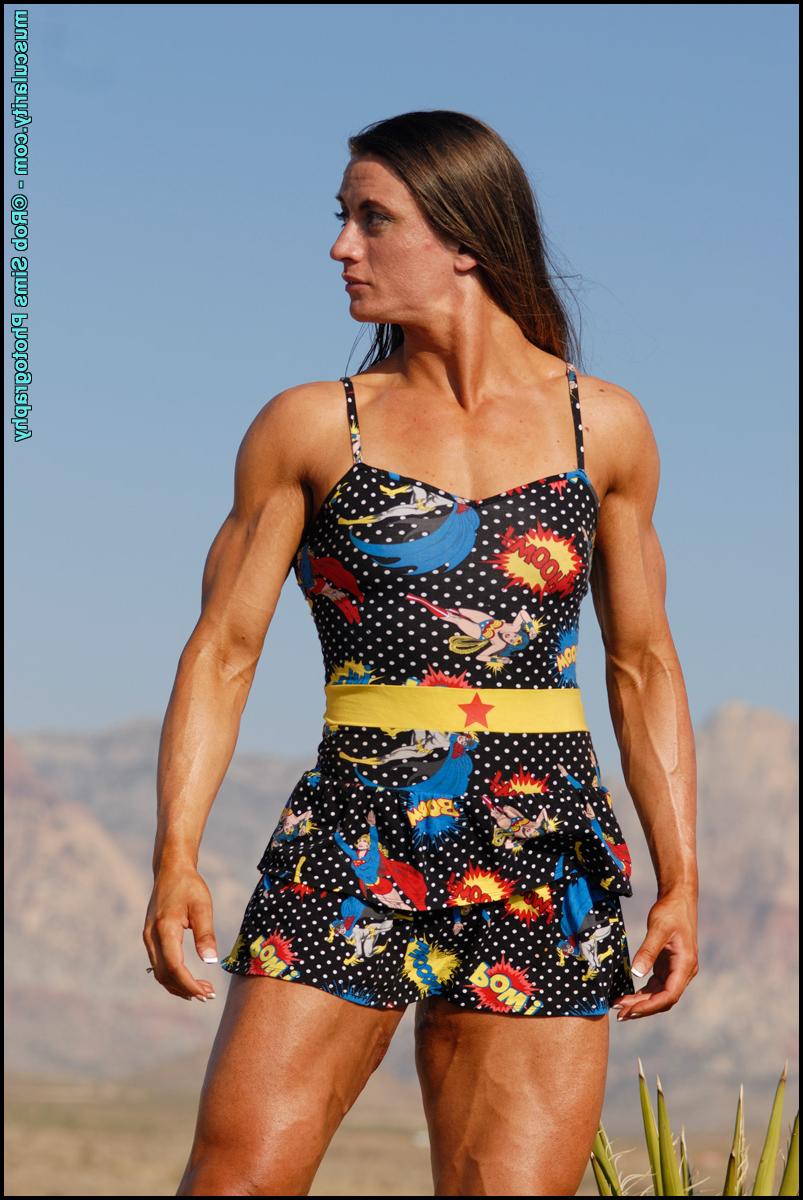 15P Bodybuilder Carrie Rapp poses in the desert and on a paved road as well