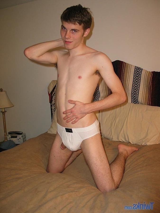20P Little twink Billy Gee strips off his undies and plays with his big fat dick