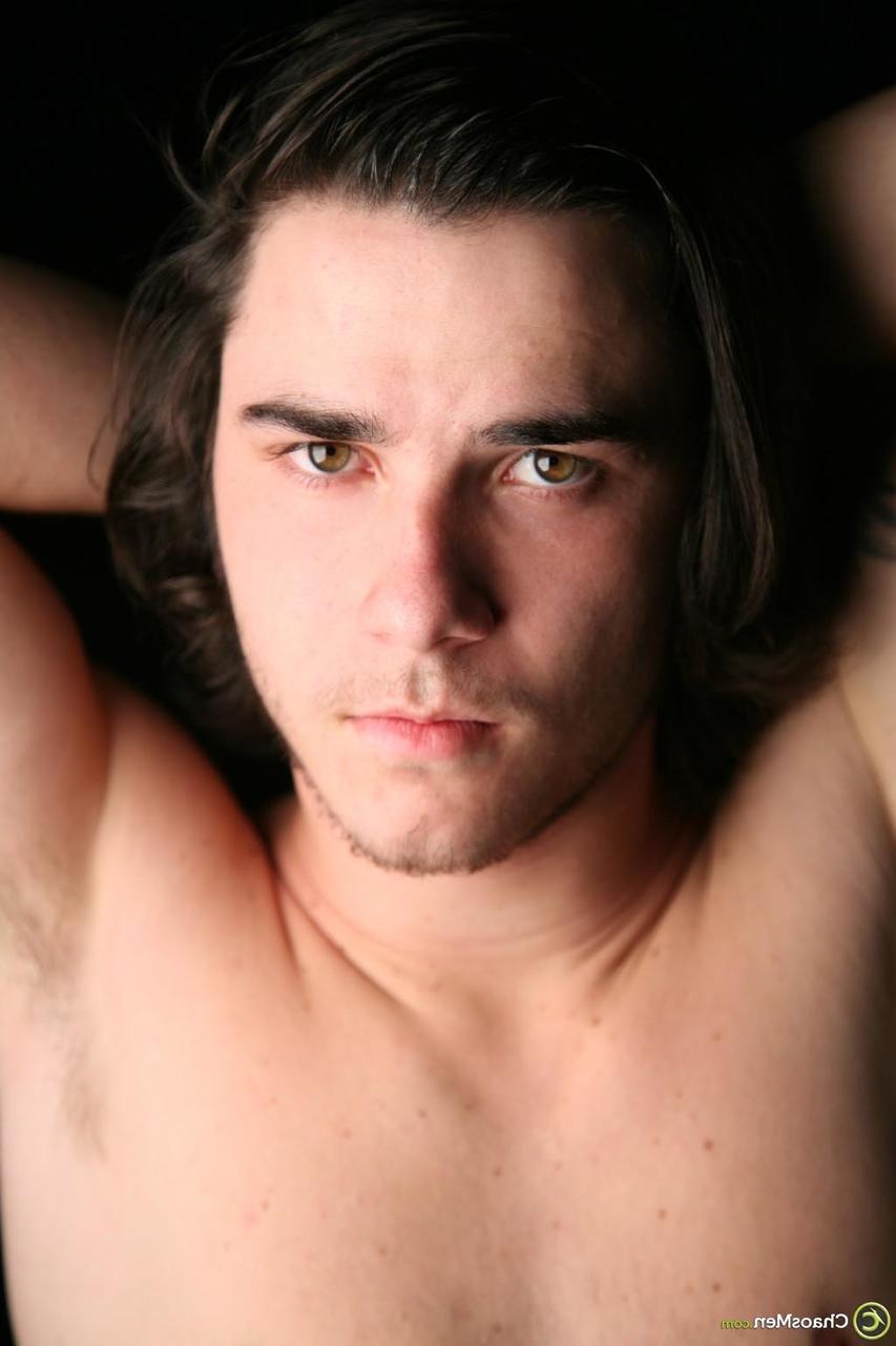 20P Gay hunk Landon undresses to stroke his cock in solo masturbation action