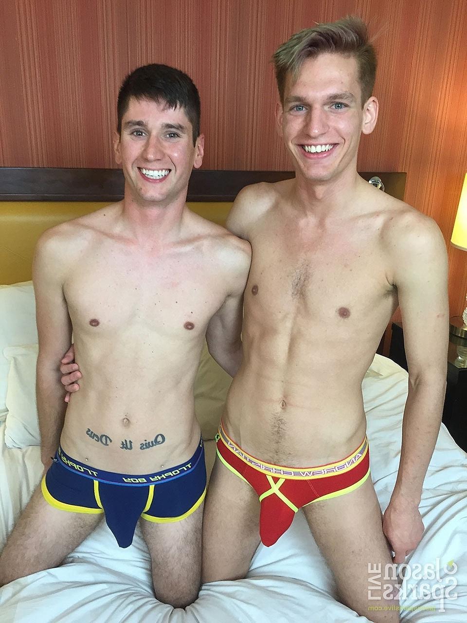 20P Cannon Cruz & Zack Grayson engage in bareback anal sex action on the bed