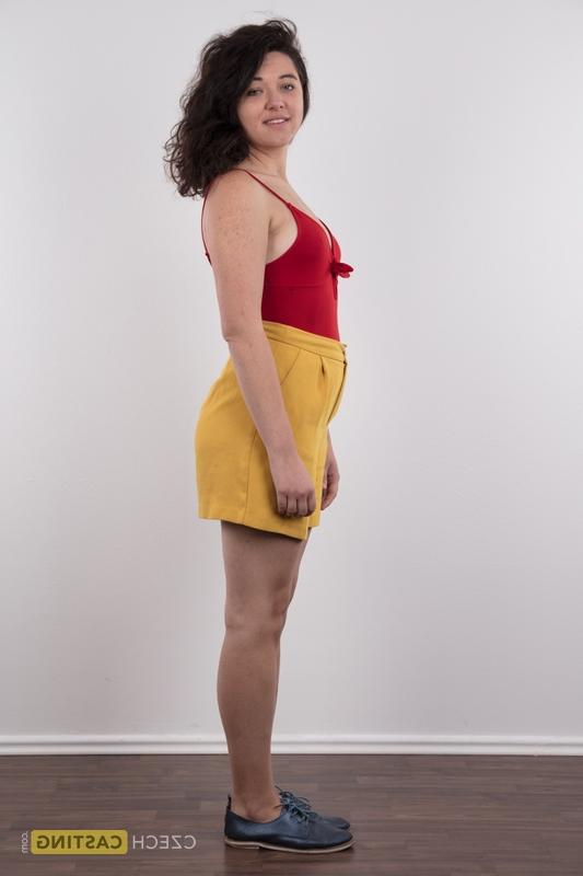 16P Plump first timer Anna stands fully clothed and then bare naked as well
