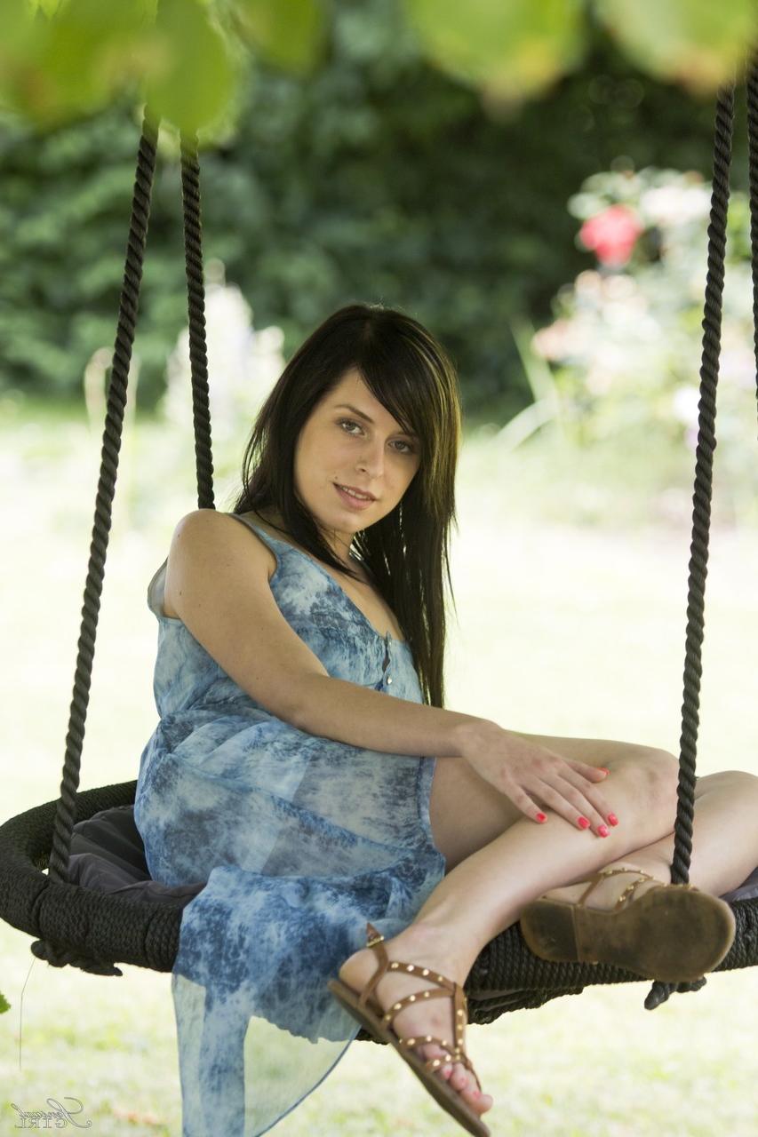 17P Daniella Rose spends a good time swinging and showing shaved pussy