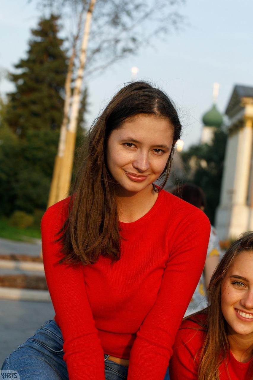13P Cute models in red sweaters Disha & Alevtina Batman show their asses together