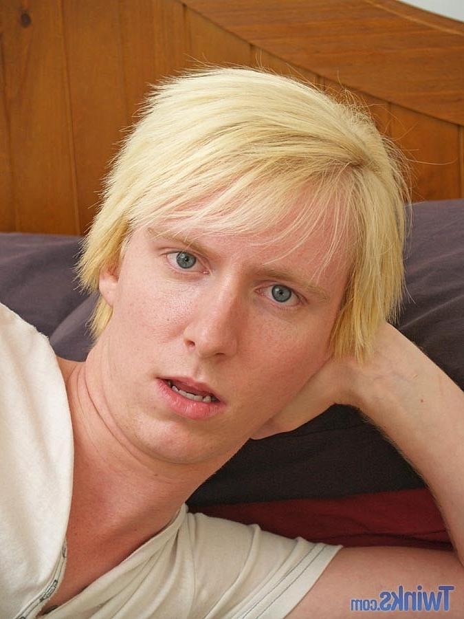 20P Blonde twink strips fully naked and shows off his uncut cock on his bed