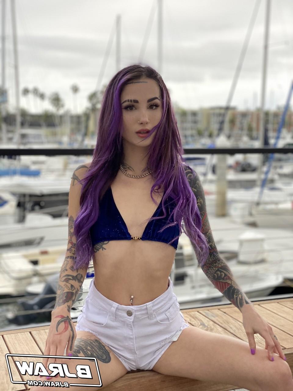 20P Purple-haired American Valerica Steele blows a big dick & gives a POV rimjob