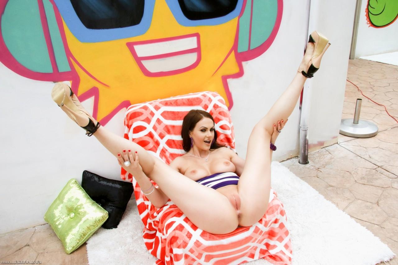 15P British girl Tina Kay shows her tits and ass during a solo performance