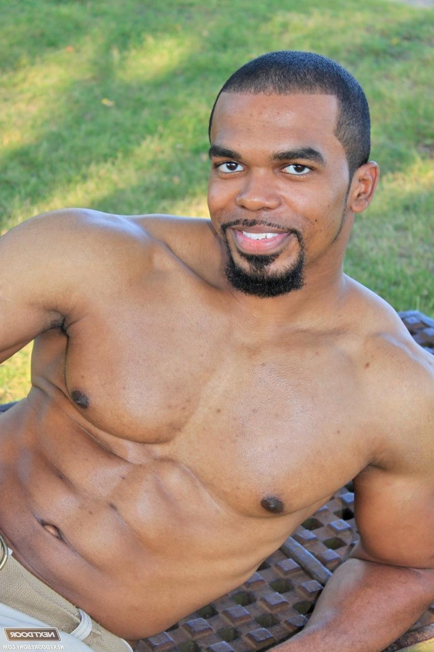 20P Muscular hunk Boxer shows his big black prick and masturbates until he cums