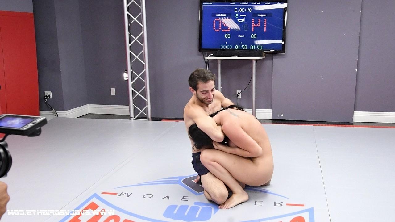 20P Brunette femdom Charlotte Cross gets a thorough dicking while wrestling a man