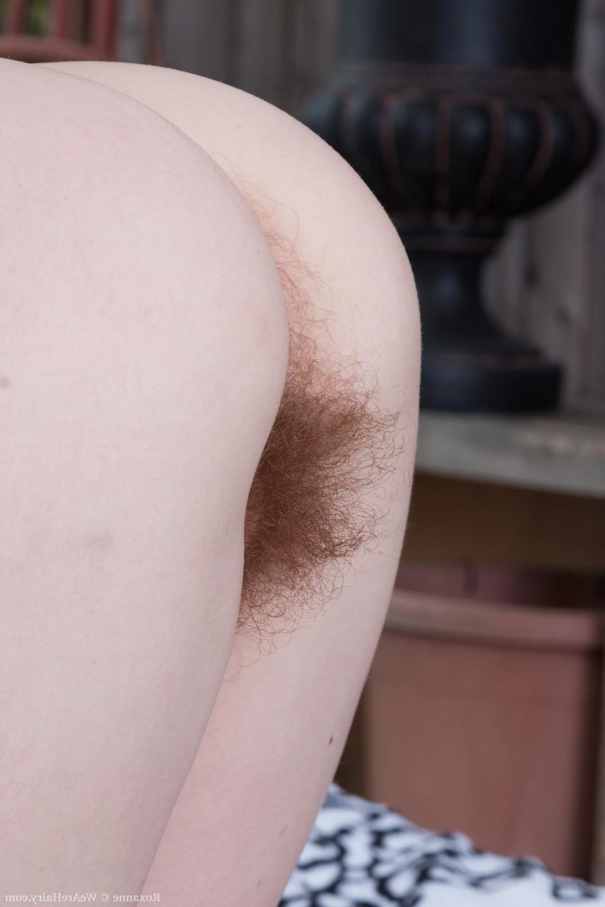 20P La brune amateur Roxanne révèle sa chatte poilue et l'étire à l'extérieur.