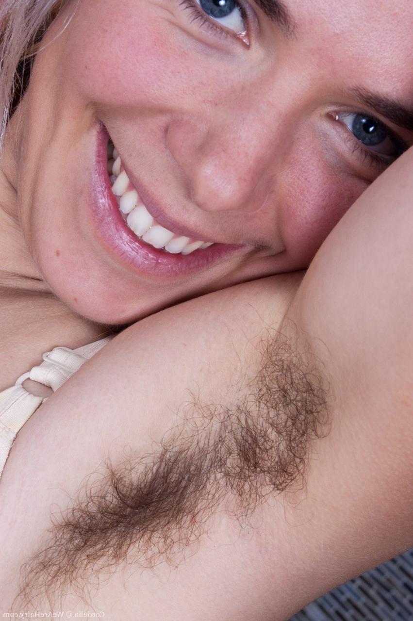 18P Blonde sweetie with tiny tits Cordelia teases with her hairy muff and armpits