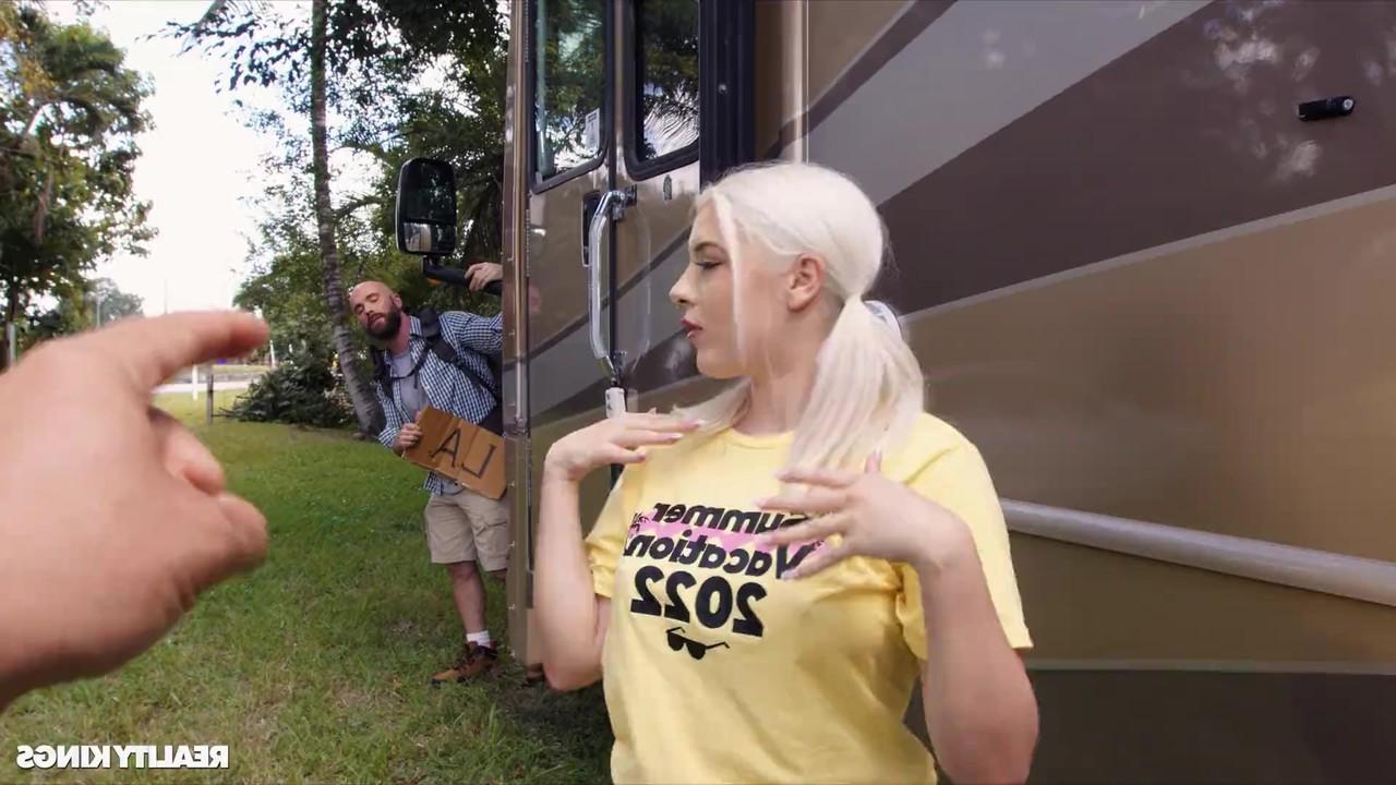 20P Teen hitchhiker with lovely big tits Gia OhMy gets rammed in a trailer
