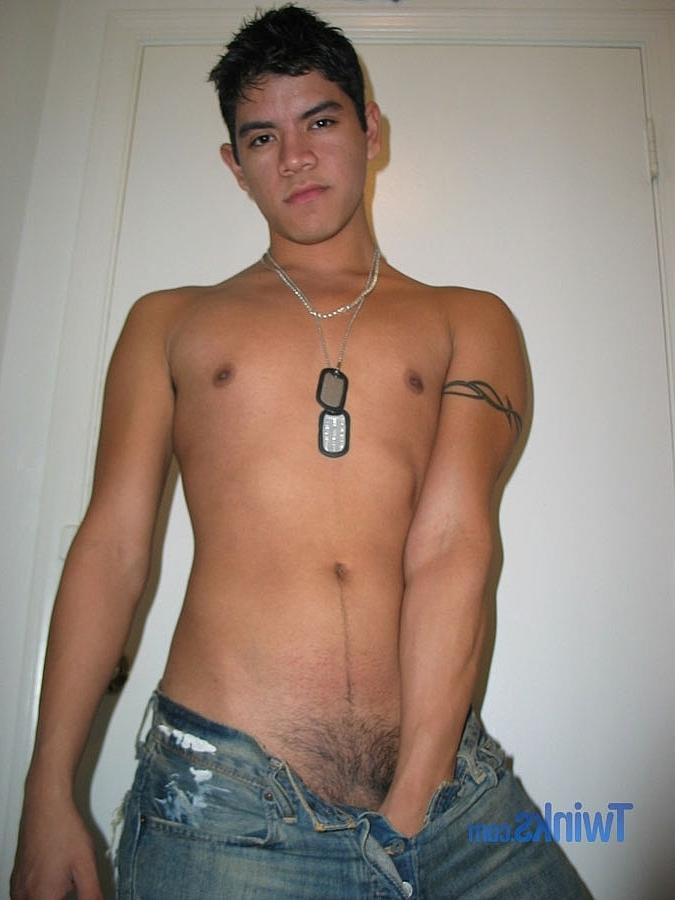 20P Brunette twink Andre M slowly undresses and touches his big cock