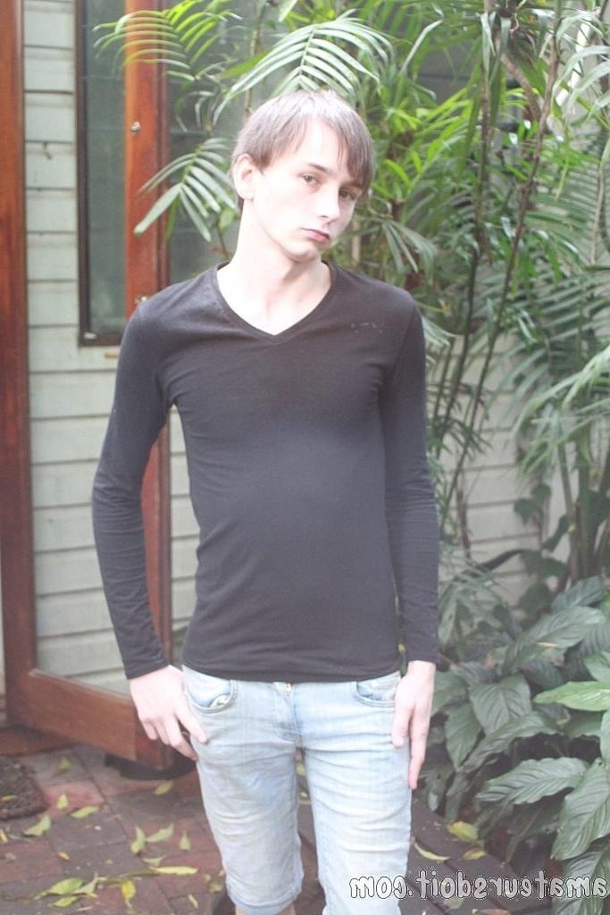 20P Skinny twink Sammy Swallow shows his uncut cock up close while wanking