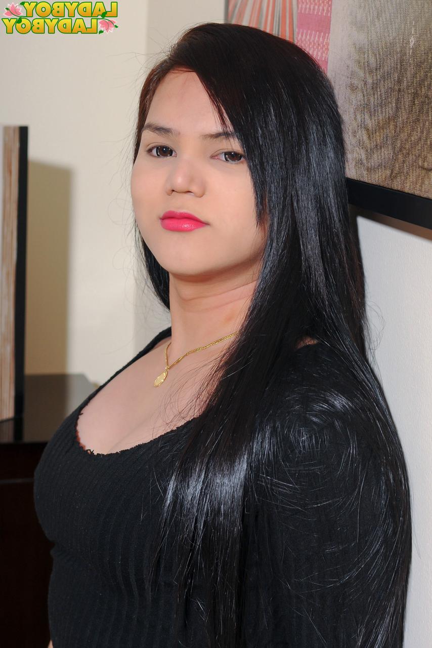 16P A travesti de cabelos negros Vhanessa mostra sua bunda grande, pau gordo e peitos empinados