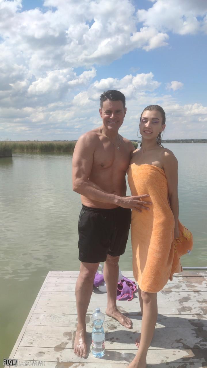 20P Slender Elena Vedem gets naked by the river before getting pounded in a 3some