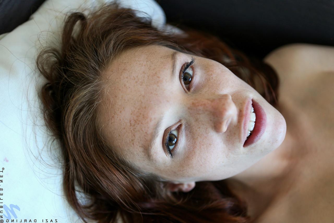 20P Redheaded Australian Zazi Darling strips her lingerie & fingers her bush