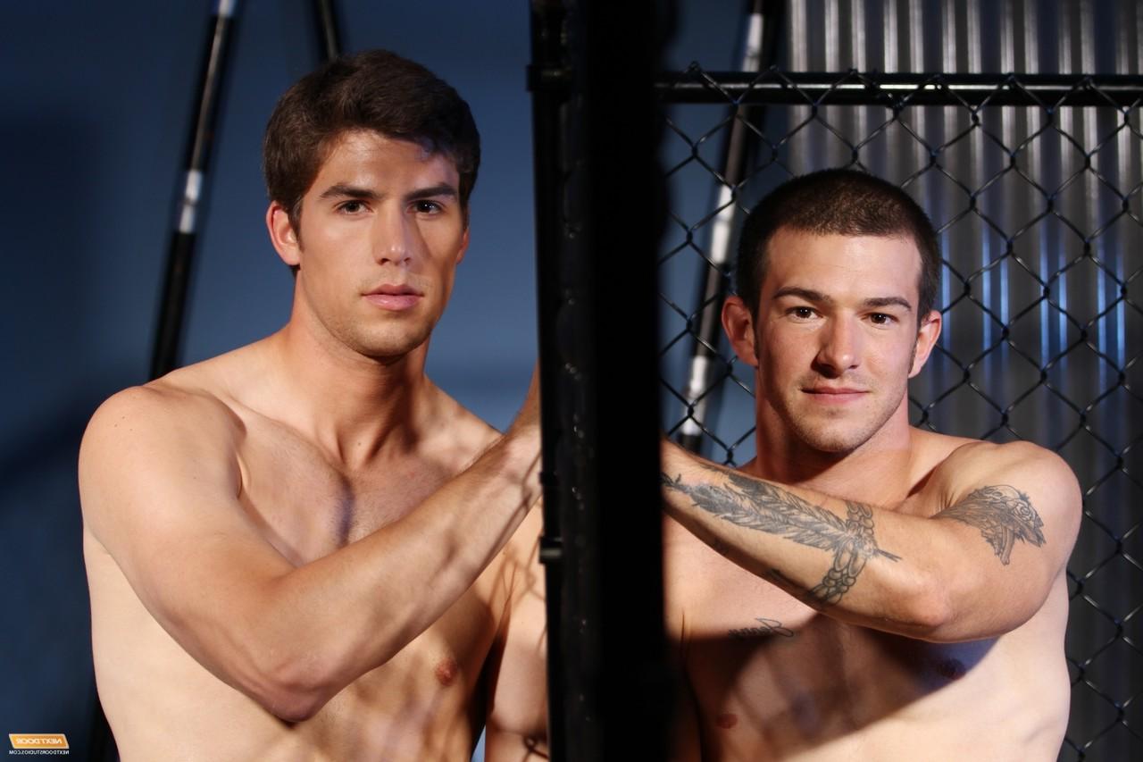 20P Gay stallions Brandon Bronco and Jax Dylan strip & jerk off in the basement